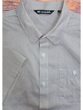 Travis Mathew Mens Tan Striped Short Sleeve Shirt XL